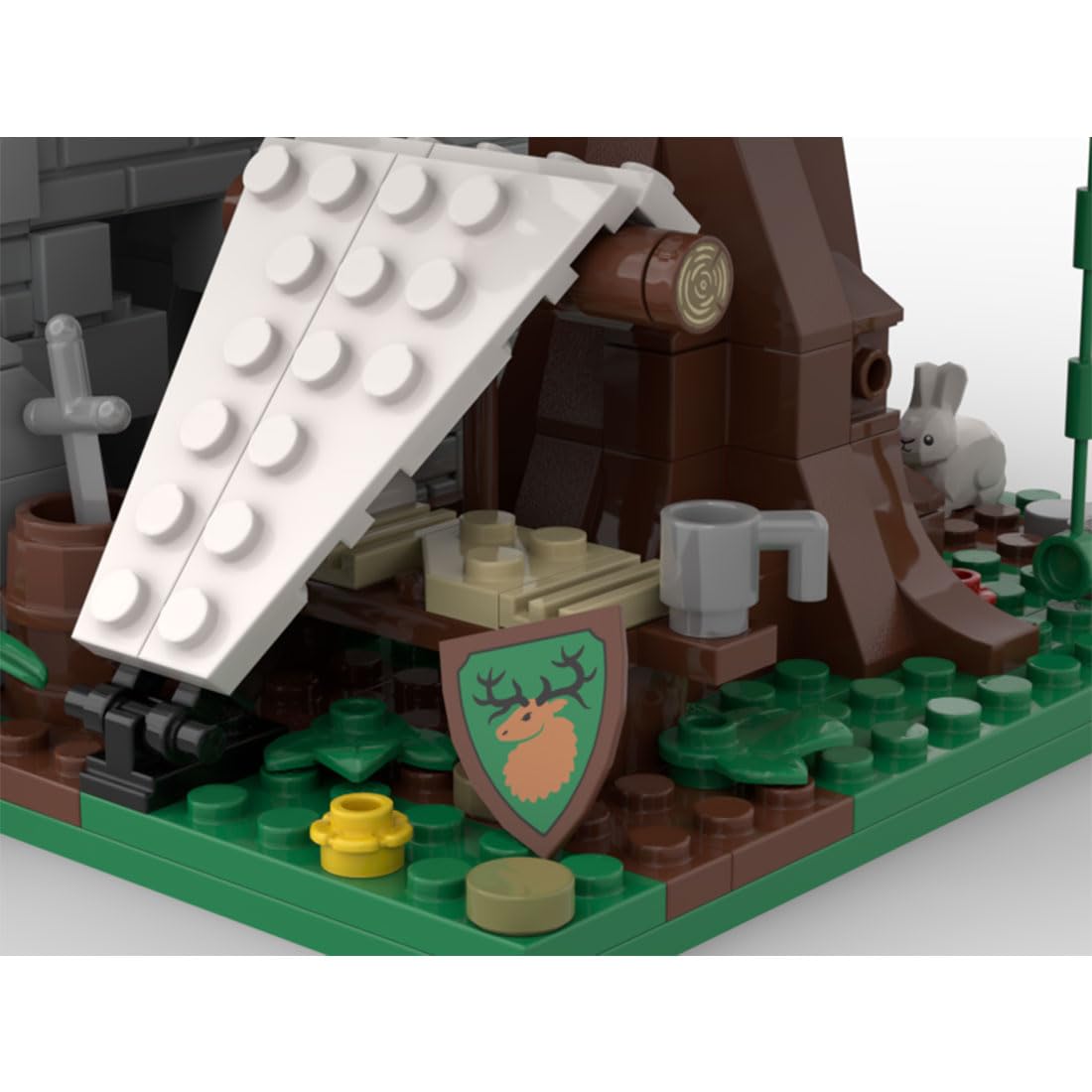 Mittelalterlicher Förster ruinierten Mauerwachturm Set, 390 Teile Klemmbausteine Mittelalterliches Architecture Burg Gebäude Set, MOC-176956