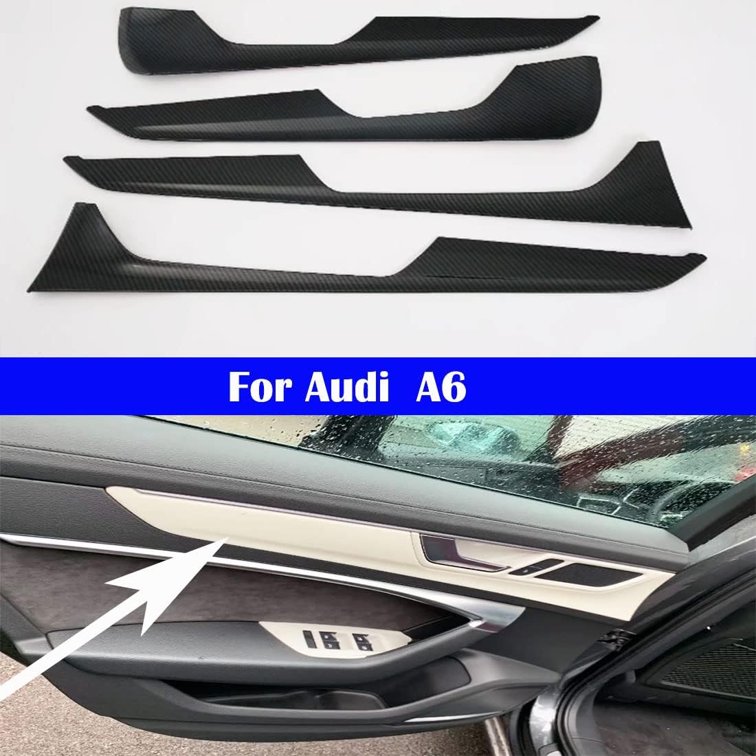 Car Interior trim strip Modified Carbon fiber Trim strip For A6 2019-2020-2021-2022 (2 Rear air outlet Electroplating)