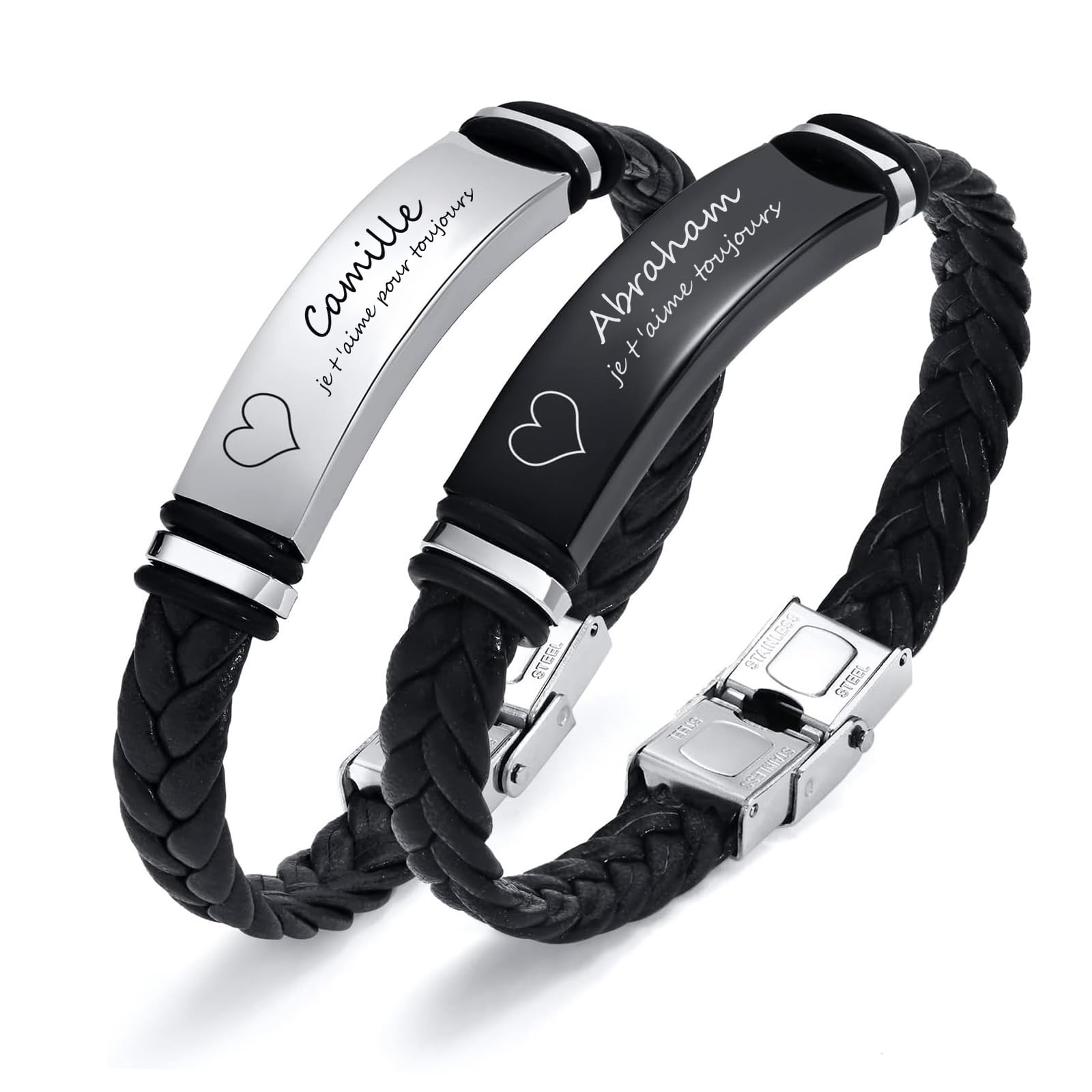 Bracelet Cuir Personnalisé Homme | Cadeau Unique & Élégant | Gravure Prénom