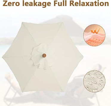 Replacement Umbrella Fabric, Parasol Cover, Anti-UV Canopy,Replacement Parasol Canopy Waterproof, Parasol Replacement Canopy Cover Patio Umbrella Cloth (3M)