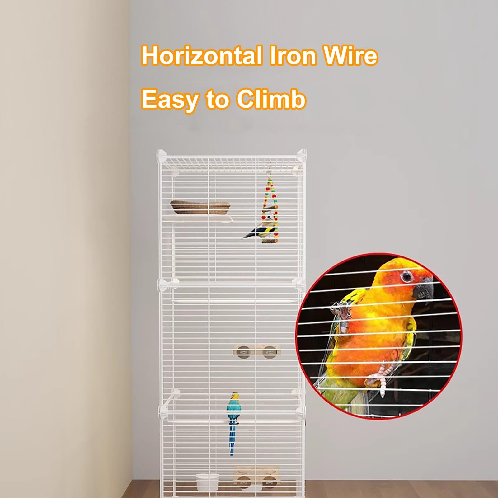 Jaula grande para pájaros con ruedas, jaula para loros, jaula para pájaros Conure con bandeja, nido de hierba, cuenco de comida, espacio extra grande para periquitos