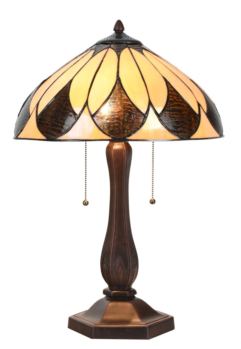 Zhimei Tiffany Glass Table Lamp, Cream/Amber, 18 W