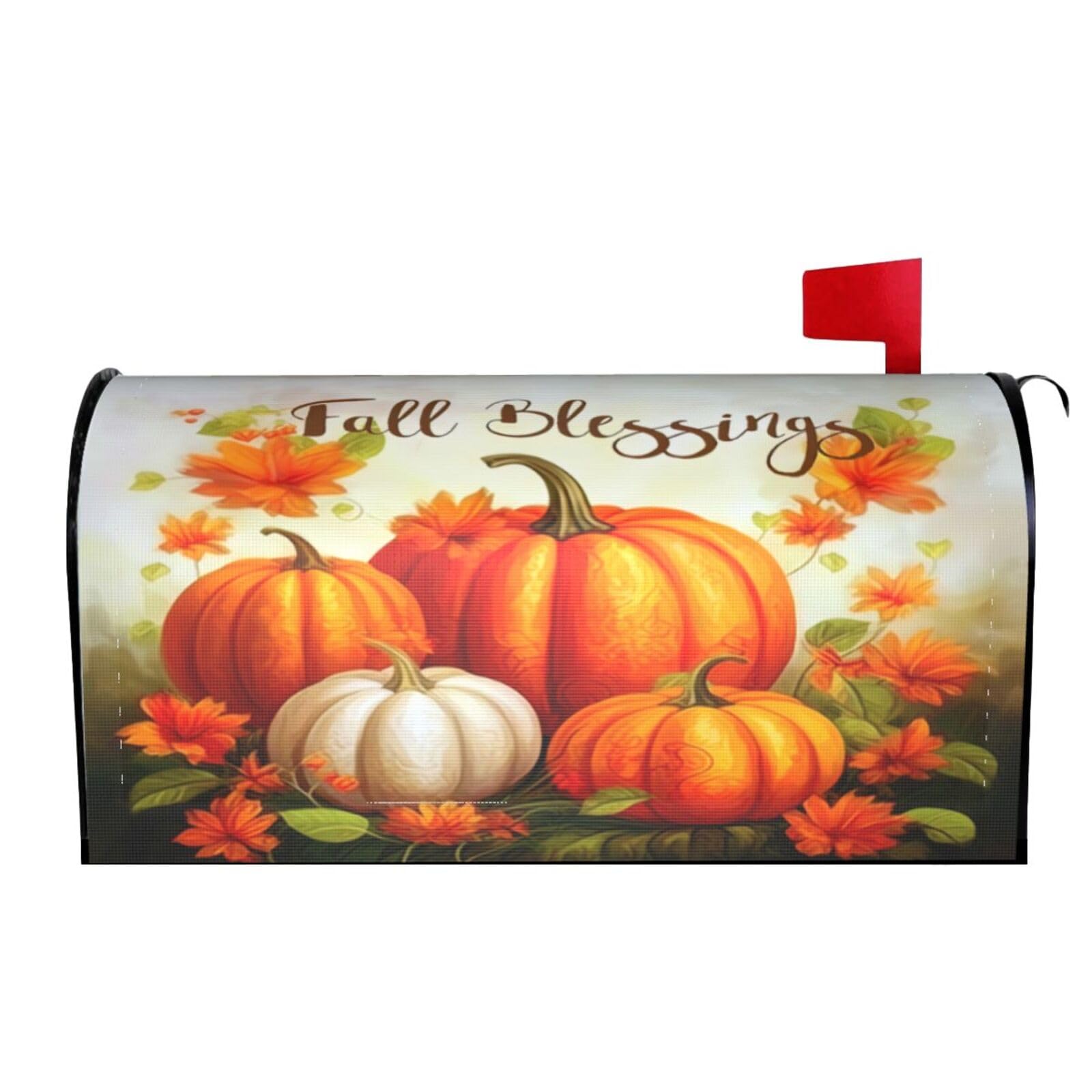 Fall Pumpkin 04 Mailbox Covers Magnetic Wraps Post Letter Box Cover Garden Home Decor