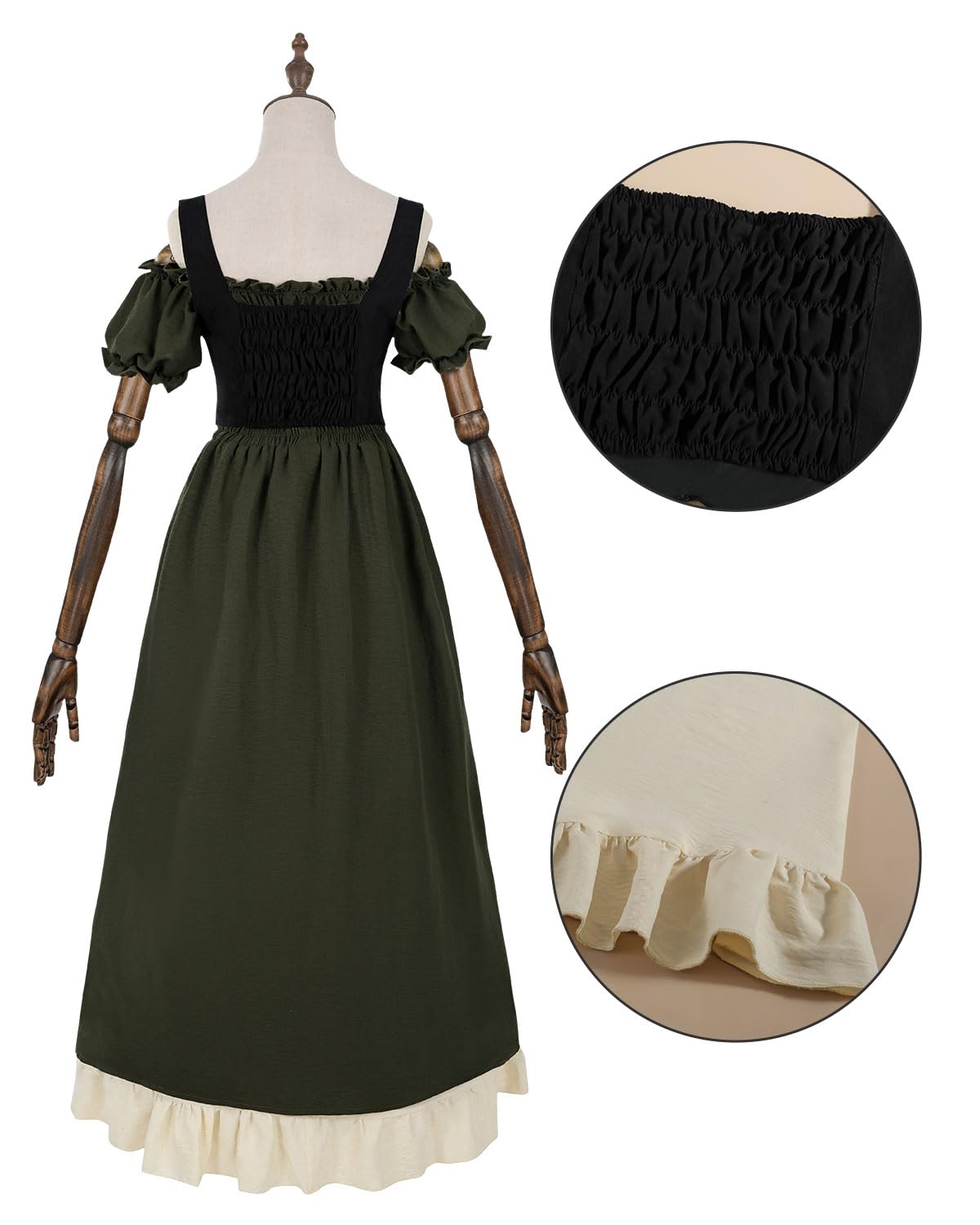 Mittelalter Kleidung Damen Viktorianisches Kleid Renaissance Kleid Damen aumwolle Maxikleid Kurzarm
