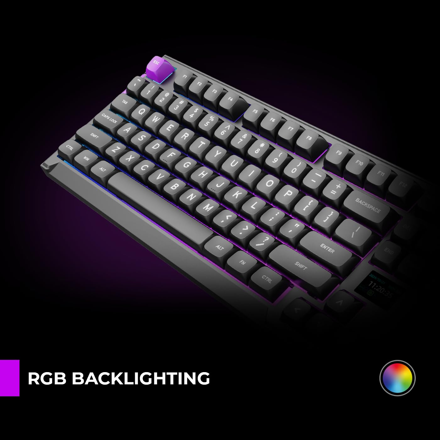 PREYON Klawiatura Mechaniczna Gamingowa TKL Bezprzewodowa i USB Keyboard do Komputera PC RGB bez Części Numerycznej QWERTY 2,4 GHz USB Ciche Klawisze 800h Bateria Przełączniki Red - Silent Claw