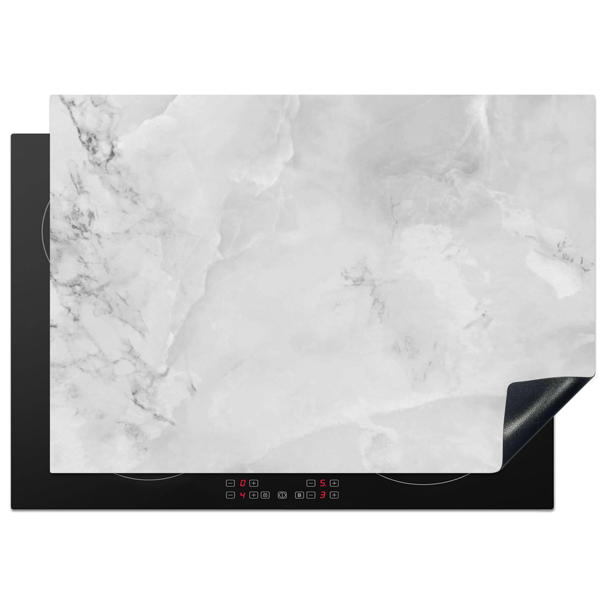 KitchenYeah© Induction Hob Protector Mat 20.5"x29.5" / 75x52 cm Stove Cap Top Cover Kitchen Cooker Covers for Electric Hobs Vinyl Marble - Stone - White - Grey - Marble Look