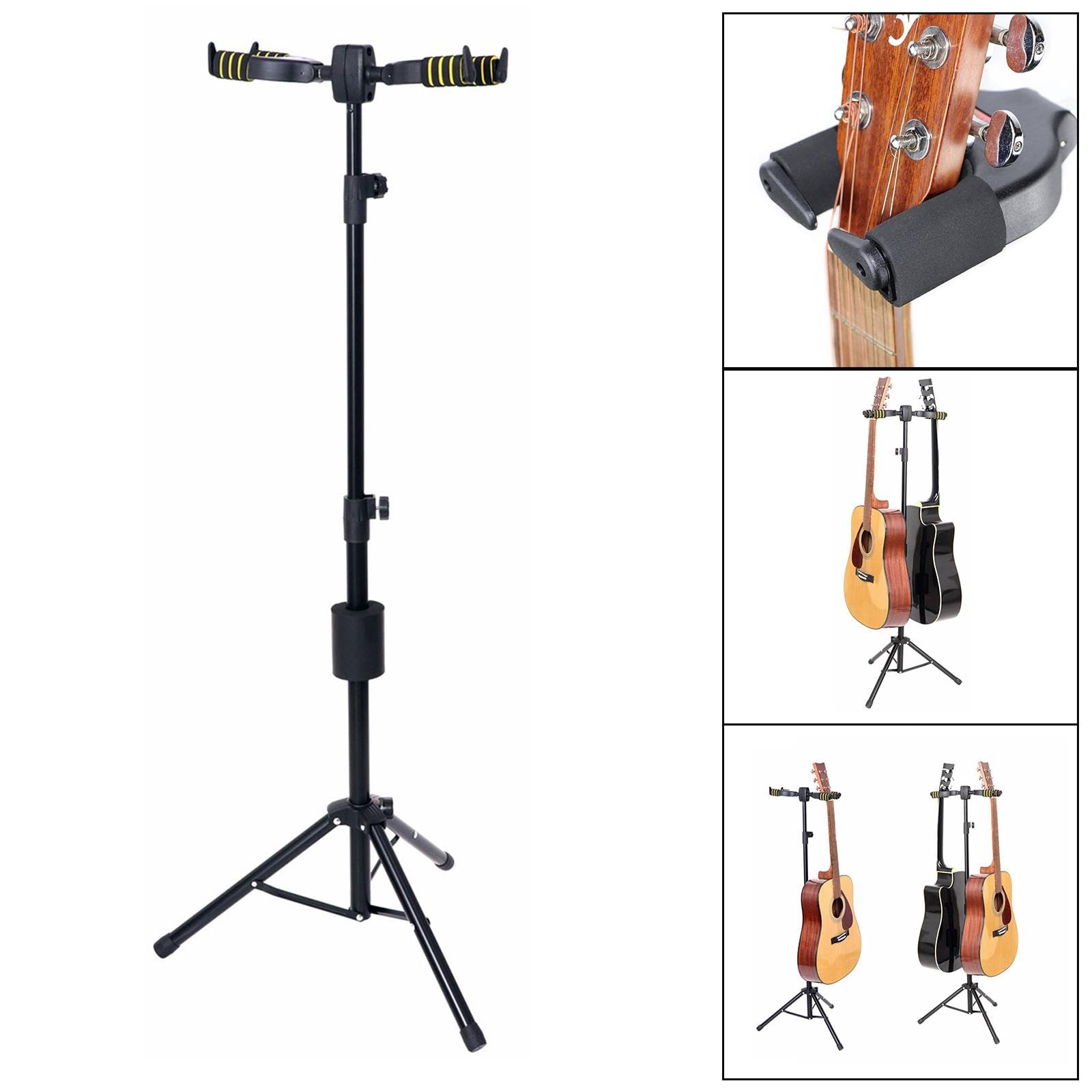 Verticale Supporto Doppio Per Chitarra Con Gancio Automatico