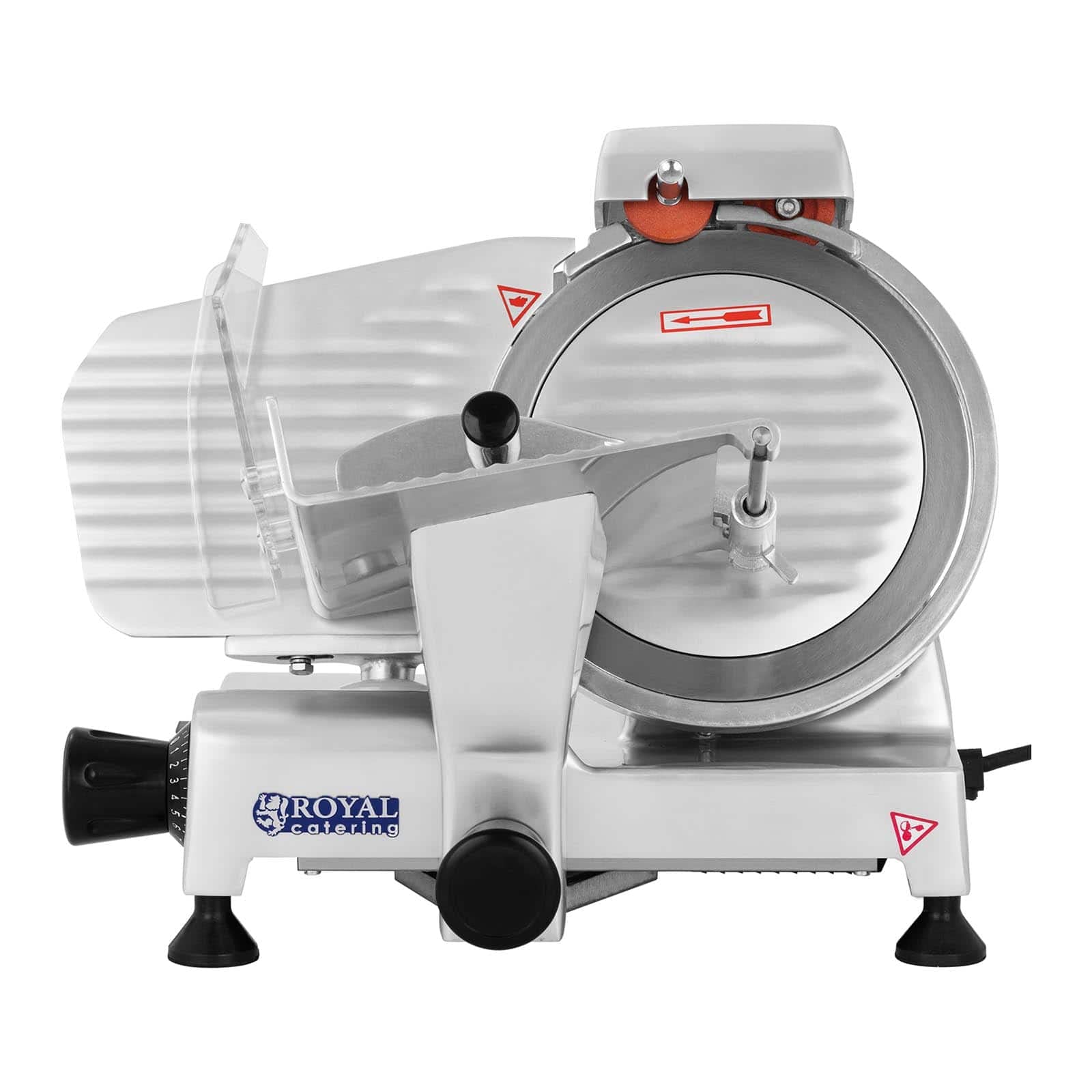 Royal Catering - RCAM 220PRO - Affettatrice - da 0 a 12 mm - 120 W - Ø 22 cm - Dispositivo di affilatura - Serie PRO - Spedizione gratuita