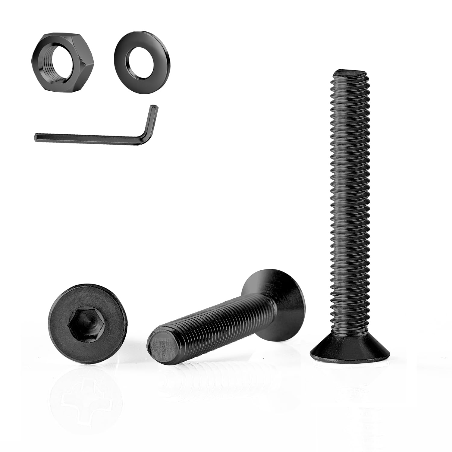 GOHODOMINO M6×35mm (20Stück) Senkschrauben mit Innensechskant DIN 7991 (ISO 10642) Vollgewinde Senkkopfschraube Schwarzoxid aus rostfreiem Edelstahl A2 V2A