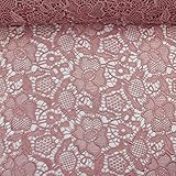 TEJIDO DE ENCAJE GUIPUR BORDADO DE FLORES EN COLORES LISOS DE ANCHO 130cm POR METRO (ROSA, 1 METRO)