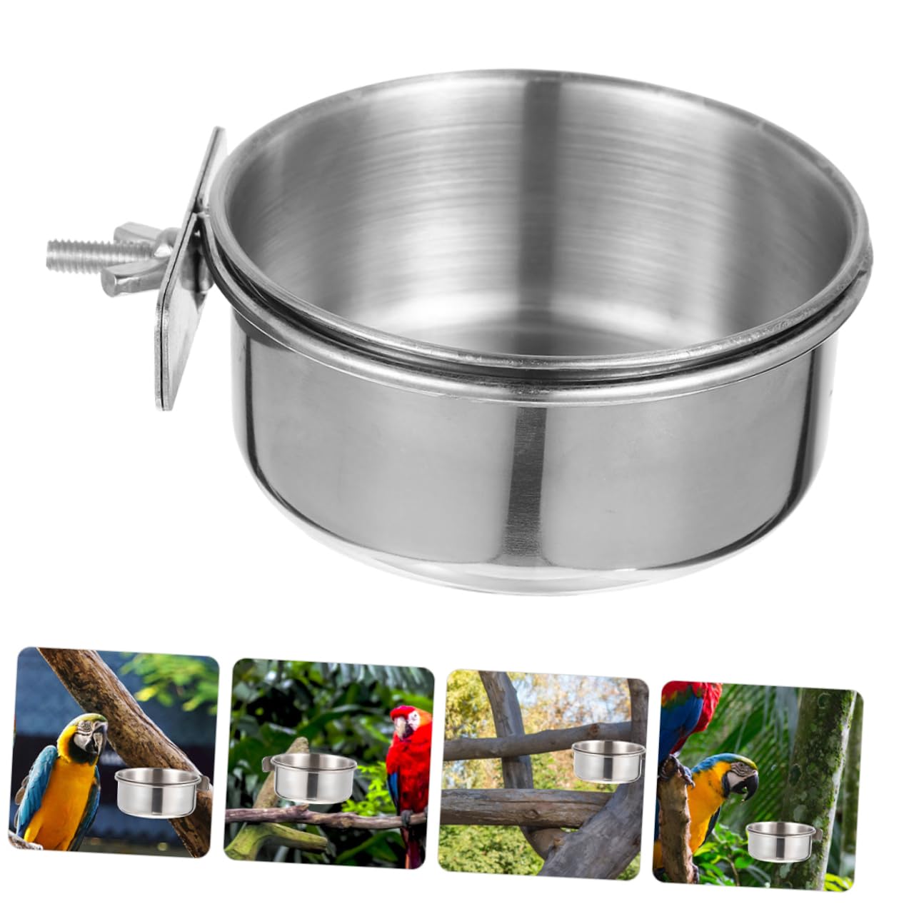 Ciotole per Uccelli in Acciaio Inox Rimovibili, Set 4 Pezzi