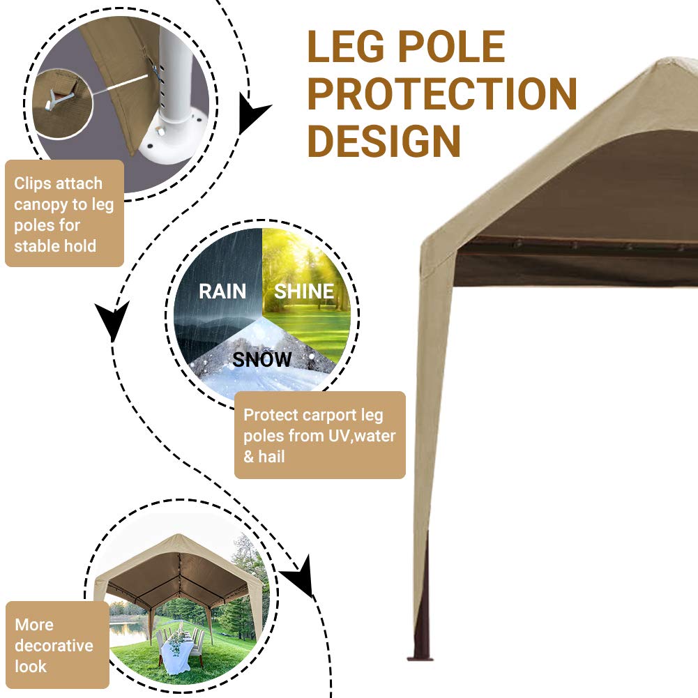 Abba Patio 10 x 20Feet Carport Replacement Top Canopy Cover for Garage