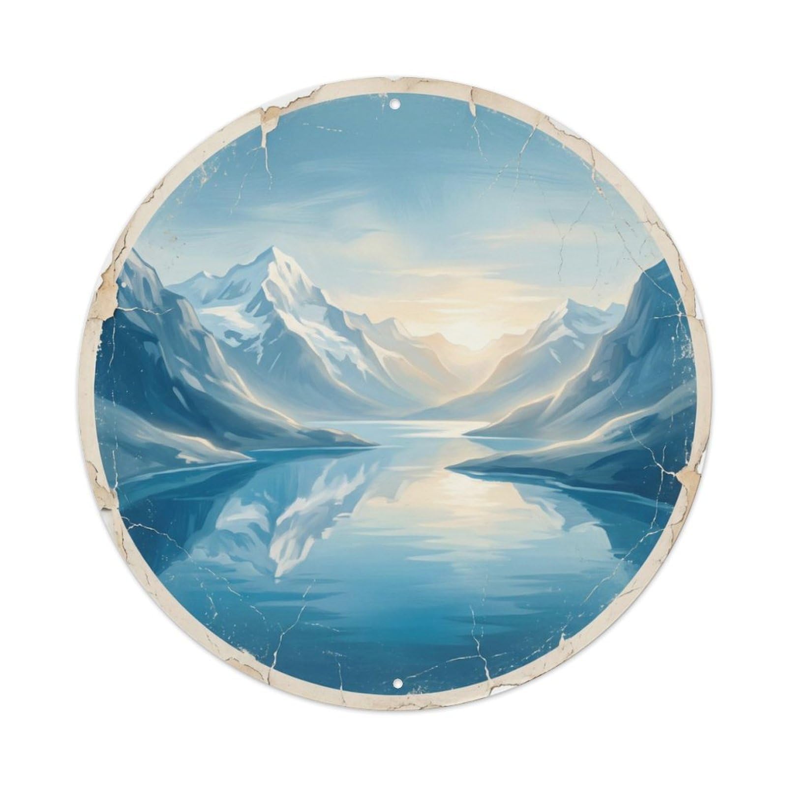 Fqcyn Style Vintage Travel Lake Austria Alpine Metal Tin Sign Plaque Wall Decor For Cafe, Club Bar, Office, Home Garden Round Metal Poster 8X8inch