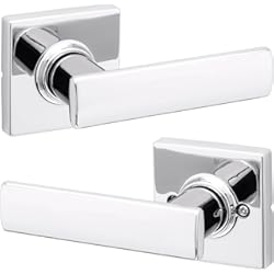 Chapa Con Huella Dactilar Kwikset Breton - Manija de puerta de paso interior, palanca para puertas de armario y pasillo, manija reversible sin bloqueo, cromo pulido