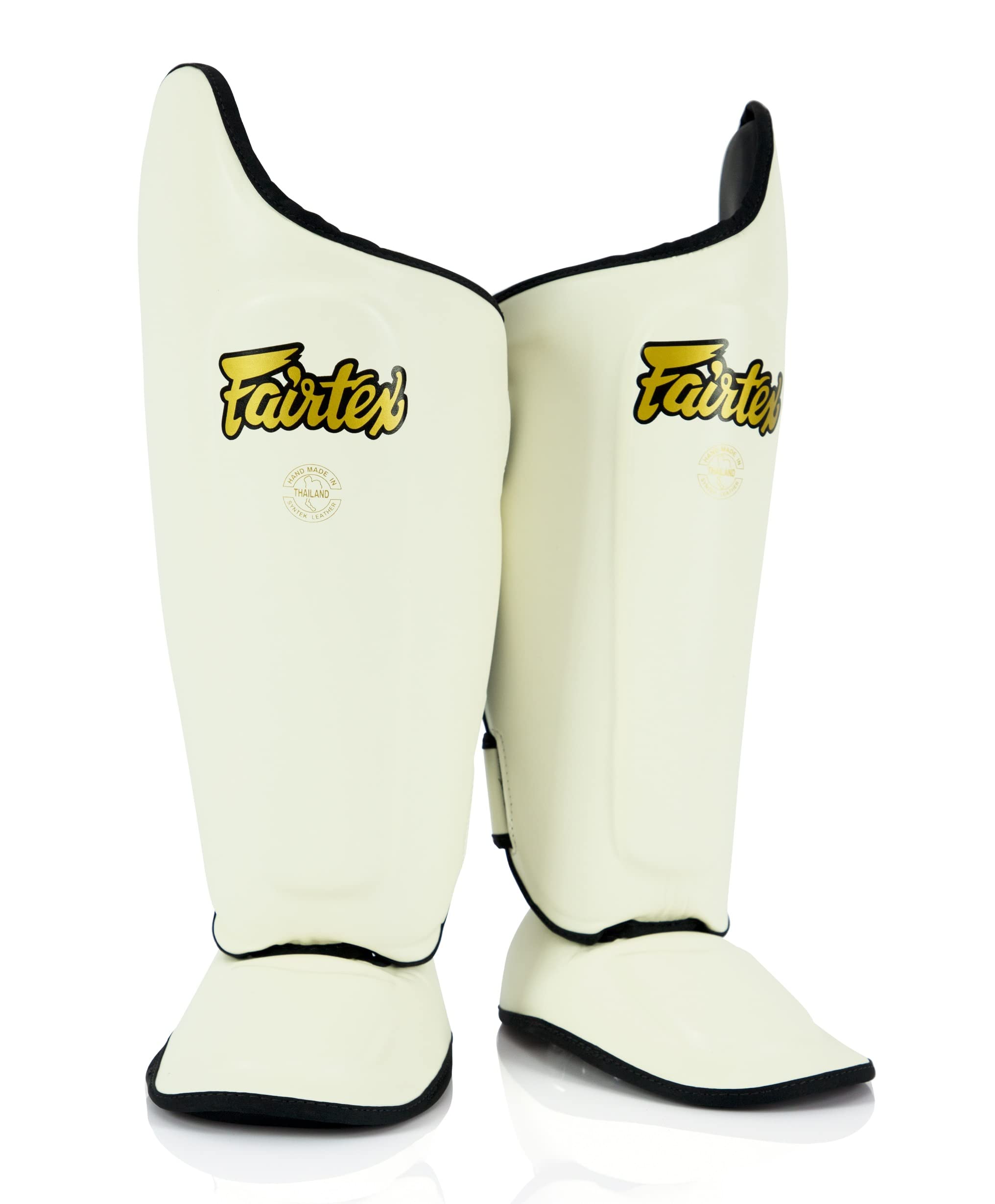 Fairtex SP8 Muay Thai Shin Guards for Men, Women, Kids | Shin Guards Made with Syntek Leather & are Premium, Lightweight & Durable | Expanded Side