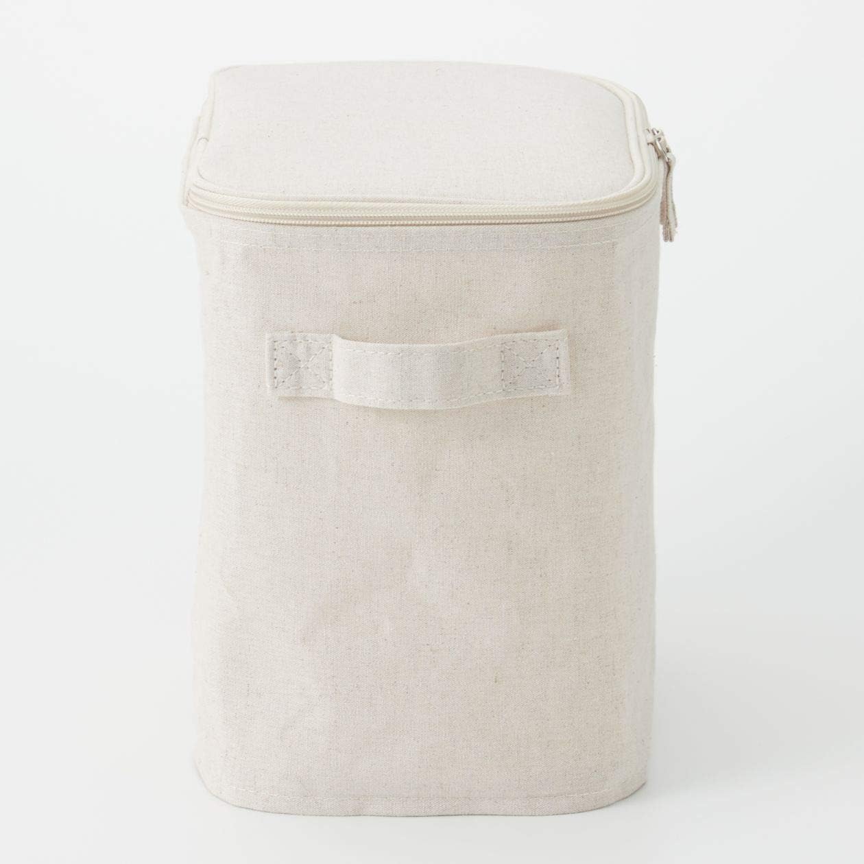 Muji Cotton Linen Polyester Soft Half Storage Box with Lid, Medium, 18.5cm Width x 26cm Depth x 26cm Height, Off- White image 4