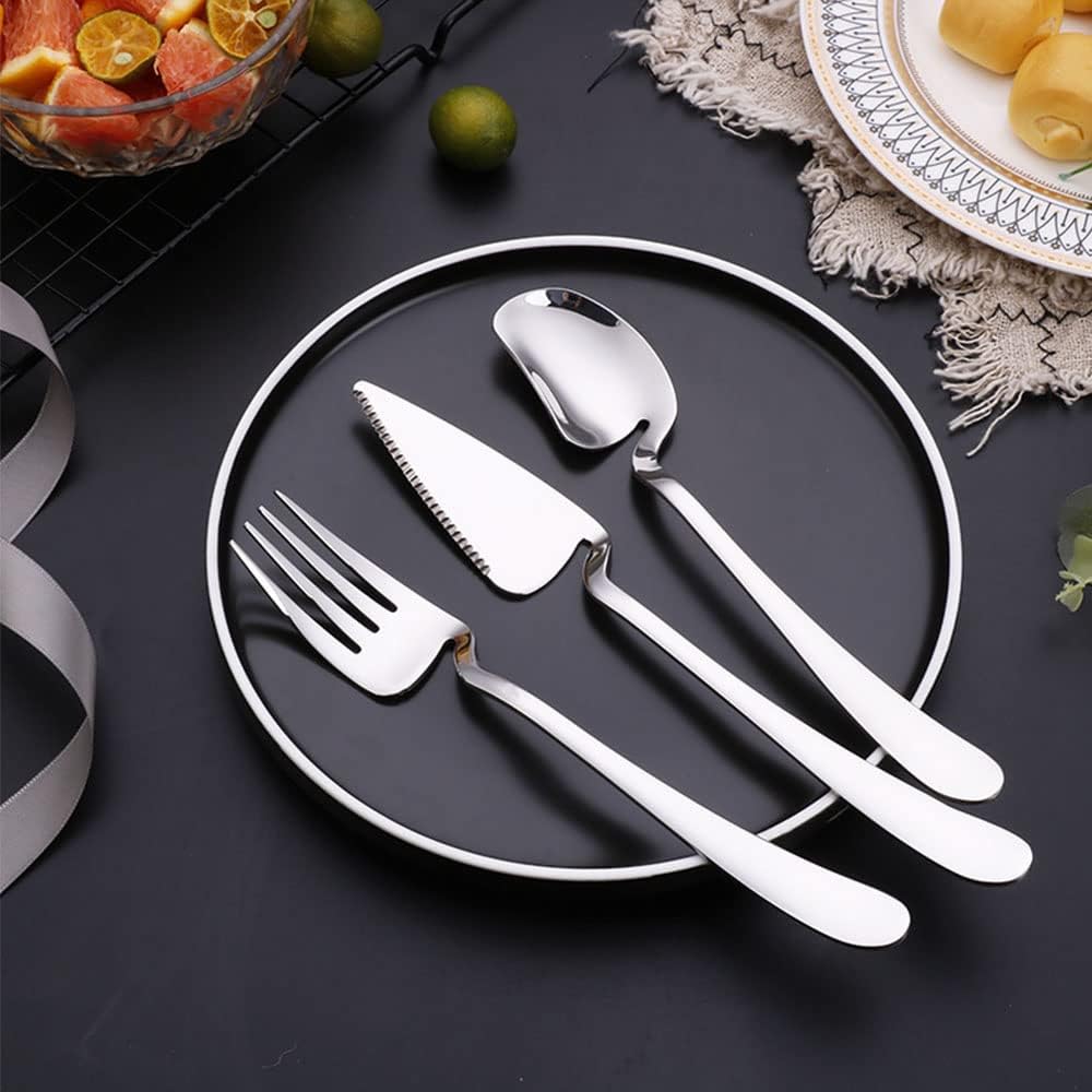 Dinner 36-Piece Gold Flatware Set for 12 Stainless Steel Utensils Cutlery Forks and Spoons Silverware Set Creative Wall-Mounted Mirror Polished Wedding Banquet Hotel(Silver 24)