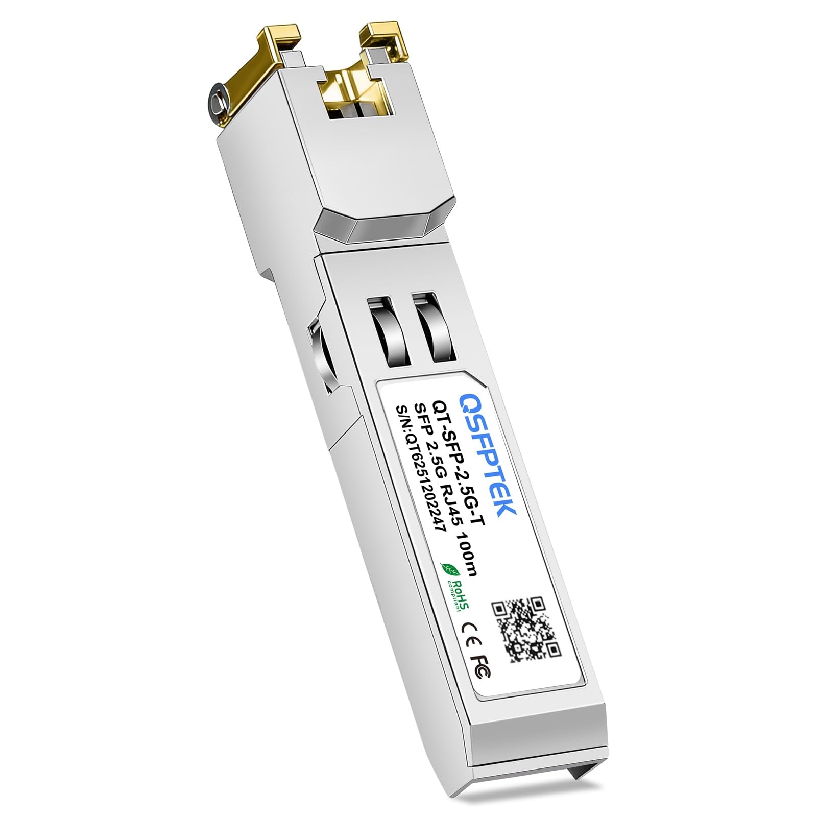 QSFPTEK 2.5GBASE-T SFP a RJ45 Modulo, 2.5G Ricetrasmettitore Mini-GBIC Compatibile per Cisco SFP-2.5G-T, Ubiquiti, MikroTik, TP-Link Switch or Router, fino a 100m (Supporta solo la porta SFP 2.5G)