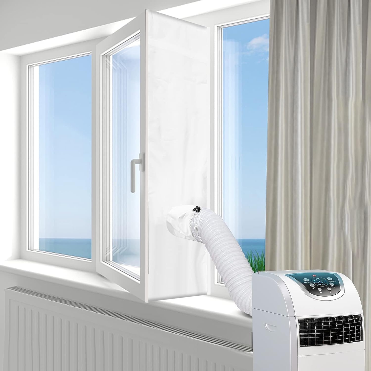 kit calfeutrage climatiseur, kit fenetre climatiseur mobile, kit de fenêtre de climatiseur portable pour unité de climatiseur mobile 500x45cm