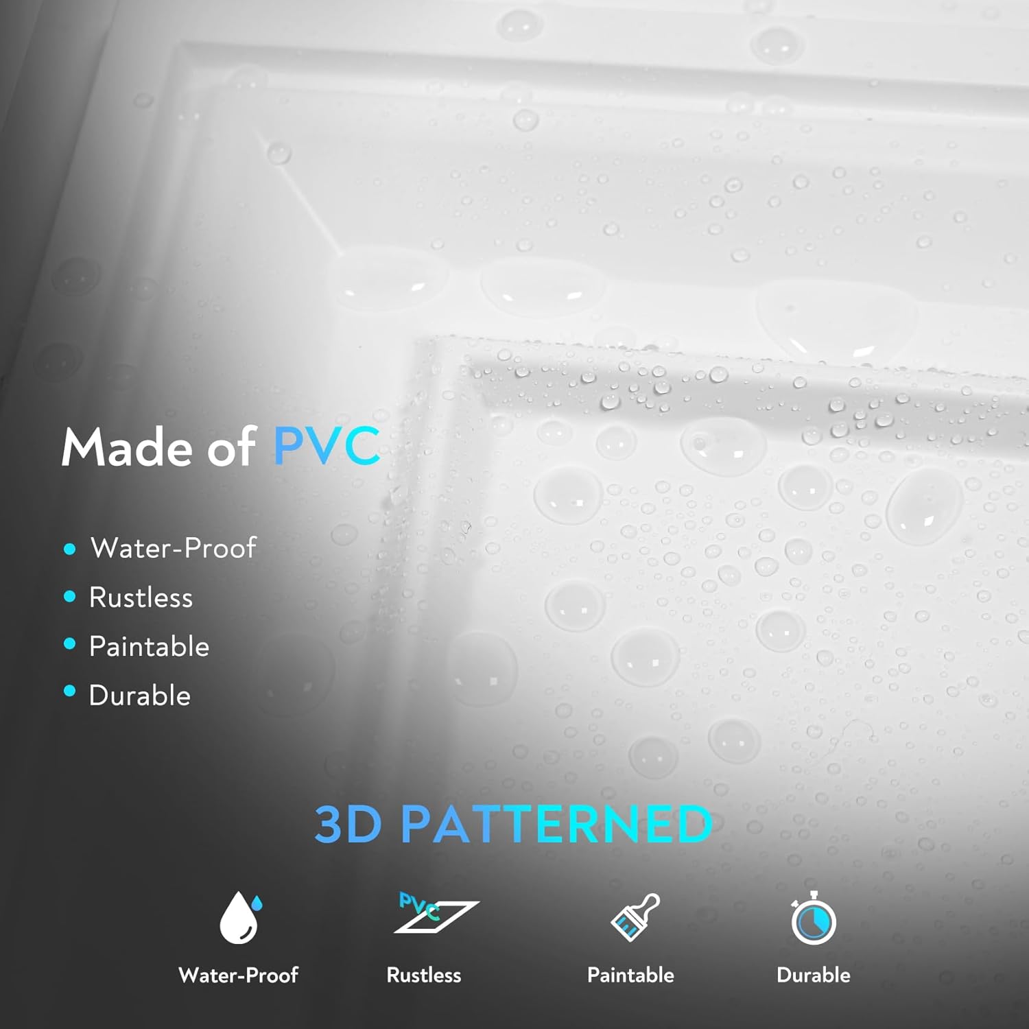 STICKGOO Drop Ceiling Tiles 24x24 PVC Glue Up Ceiling Panel to Prevent Breakage Pack of 12 Tiles Cover 48 Sq. Ft, White