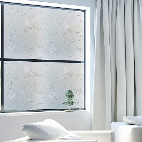 Miniatura 6 de Película de privacidad esmerilada para ventana, calcomanías decorativas de vinilo para ventana, adhesivos estáticos, sin pegamento, película