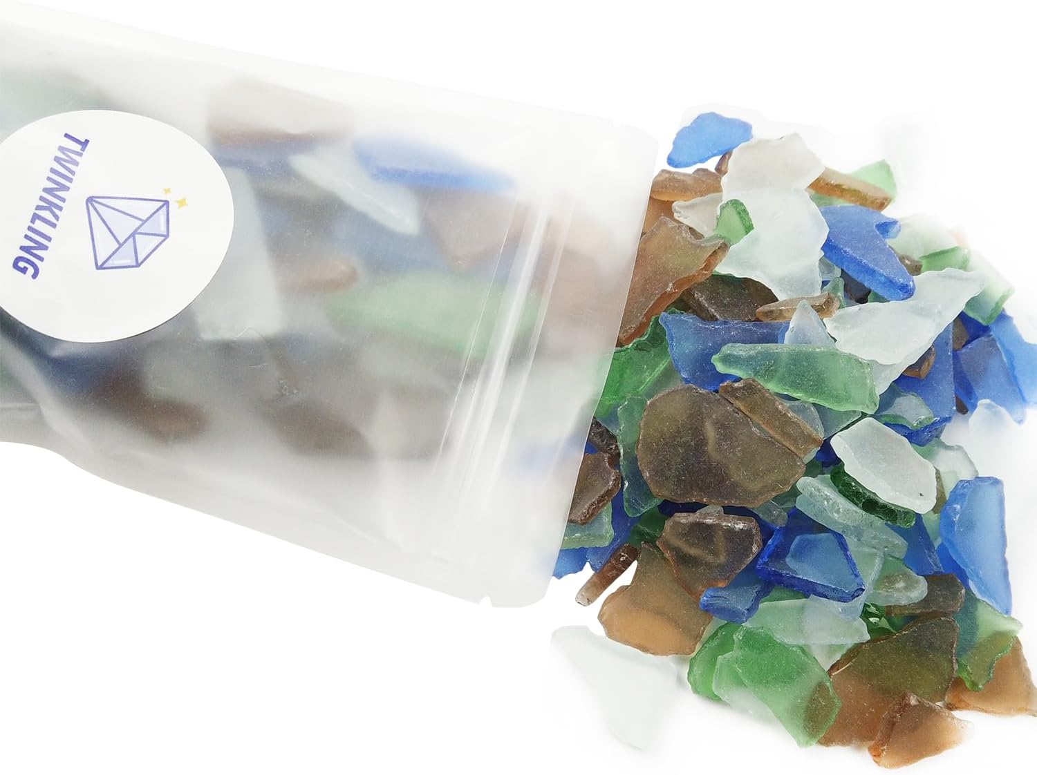 TWINKLING Real Sea Glass, Crushed Glass, Beach Glass for Crafts & Vase Fillers – Smooth Edges, Bulk Art Glass for Home Decor, Nautical DIY & Beach-Themed Events, 370g/13oz, (Mixed Color 4)