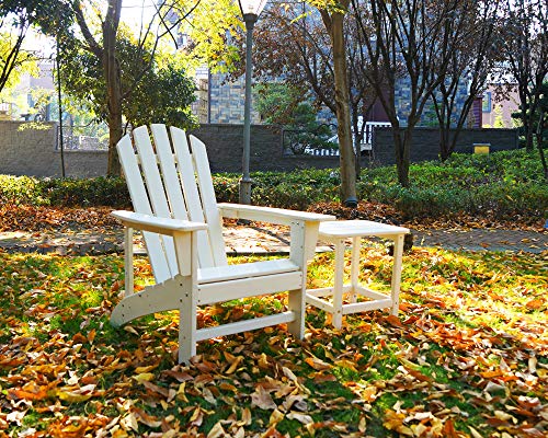 Summerville Patio Side Tables For Outside,Lola Hdpe Plastic Outdoor Snack Table Adirondack Portable Tea Table Perfect For Garden, Backyard, Lawn Furniture 1 Set White #TOP2