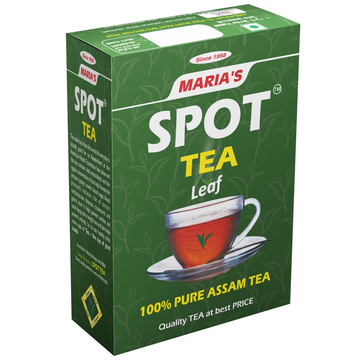 MARIA'S SPOT TEA | Premium Assam Leaf Tea with added Long Leaves | Rich Aromatic Chai | Strength Taste and Tang | Black Tea (100)