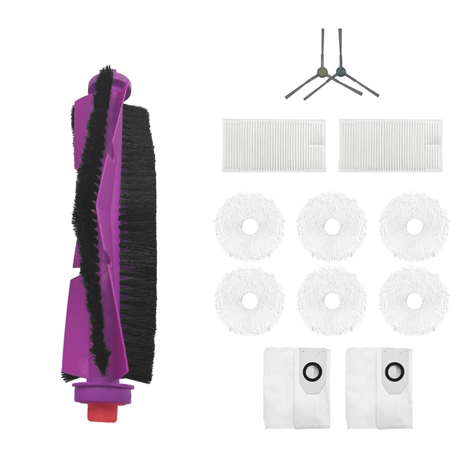 eufeifeiegds 13/16-teiliges Roboter-Staubsauger-Zubehör-Set, Hauptbürste/Seitenbürste/Filter/Mopptuch/Staubbeutel for V12-Staubsauger wefeiegds(Type2-13pcs)