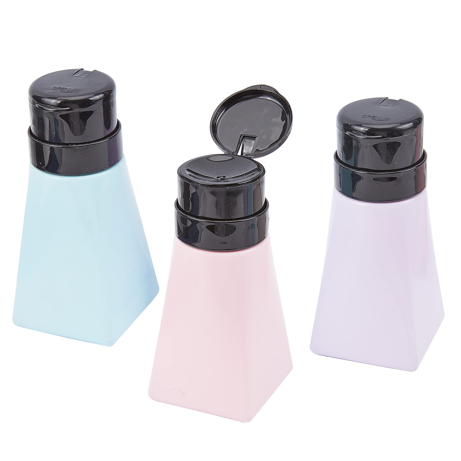 NICENEEDED 3 Pcs Push Down Empty Bottle Dispenser for Nail Polish Remover, 200ml (6.7oz) Professional Pump Dispensers Empty Plastic Bottle for Lip Eye Makeup Remover-image-47