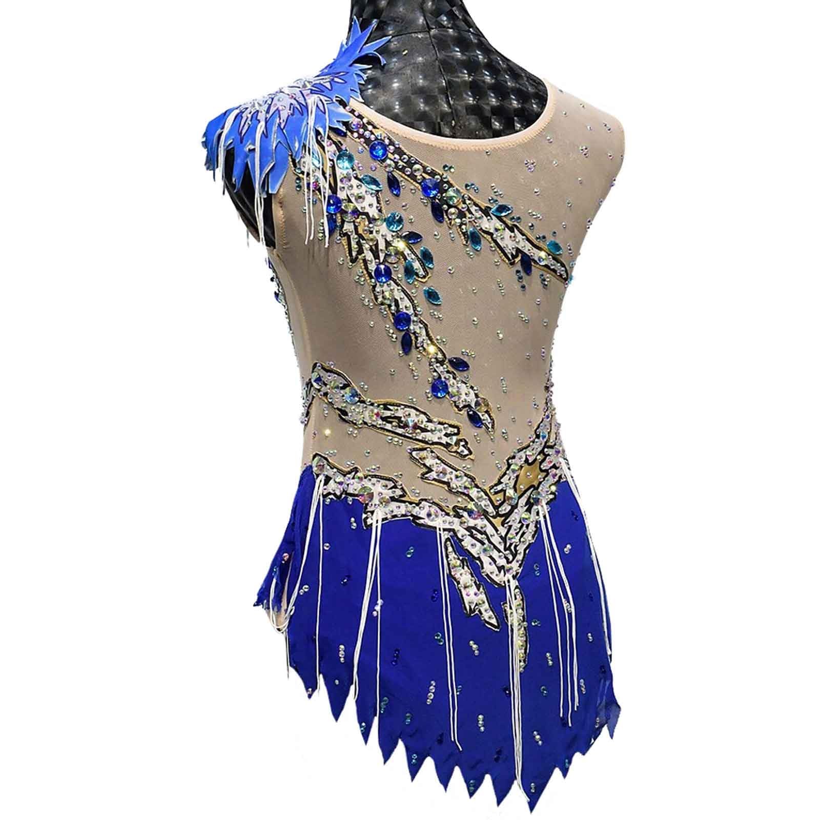 Maillot de gimnasia rítmica for niñas, sin mangas, estampado, for danza de ballet, con brillantes diamantes de imitación