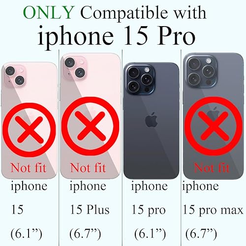 Miniatura 6 de Weonmov Funda magnética para iPhone 15 Pro con purpurina degradada compatible con MagSafe, funda transparente con corazón de amor, protección de