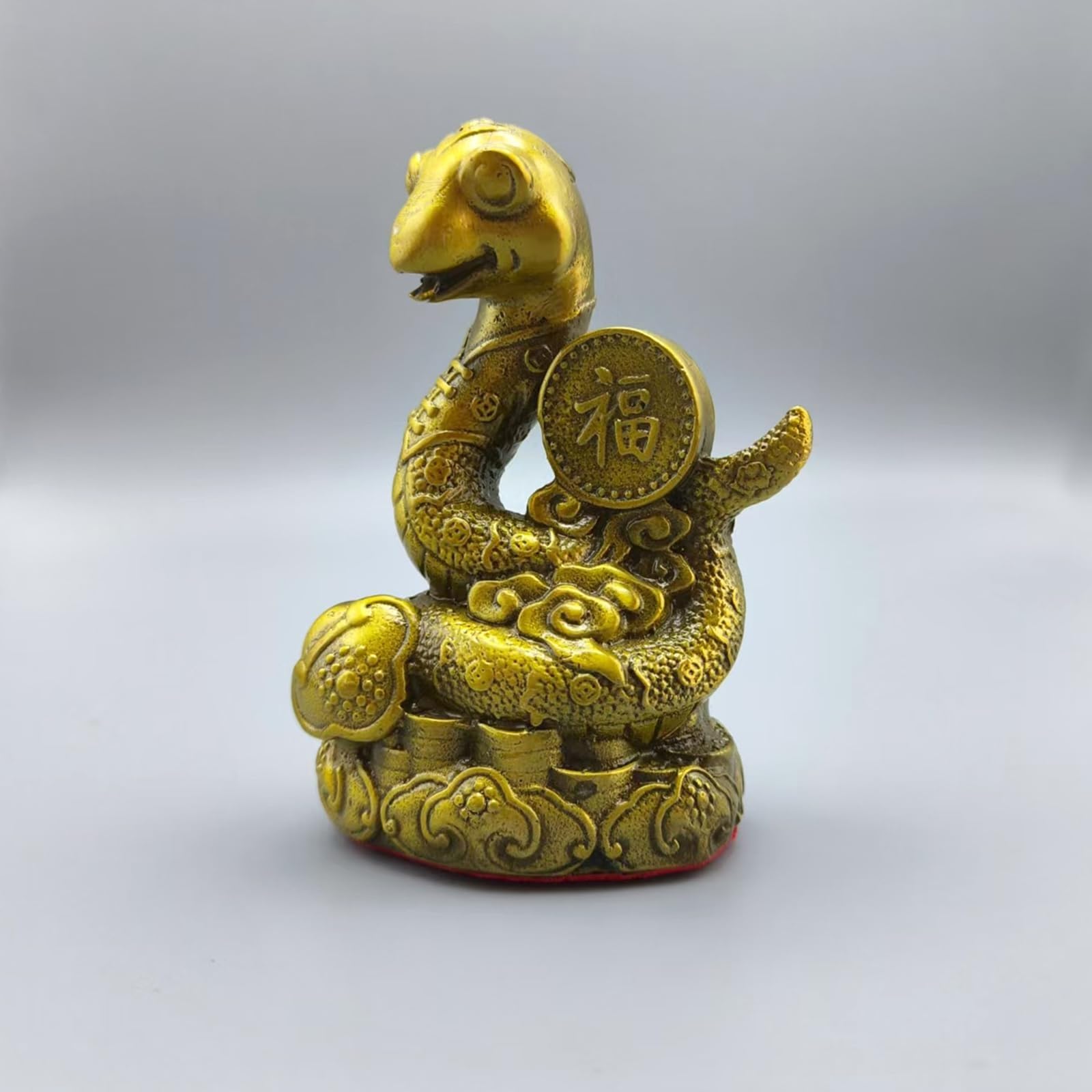 Brass Snake Statue, Chinese Zodiac Snake Figurine for Success and Wealth