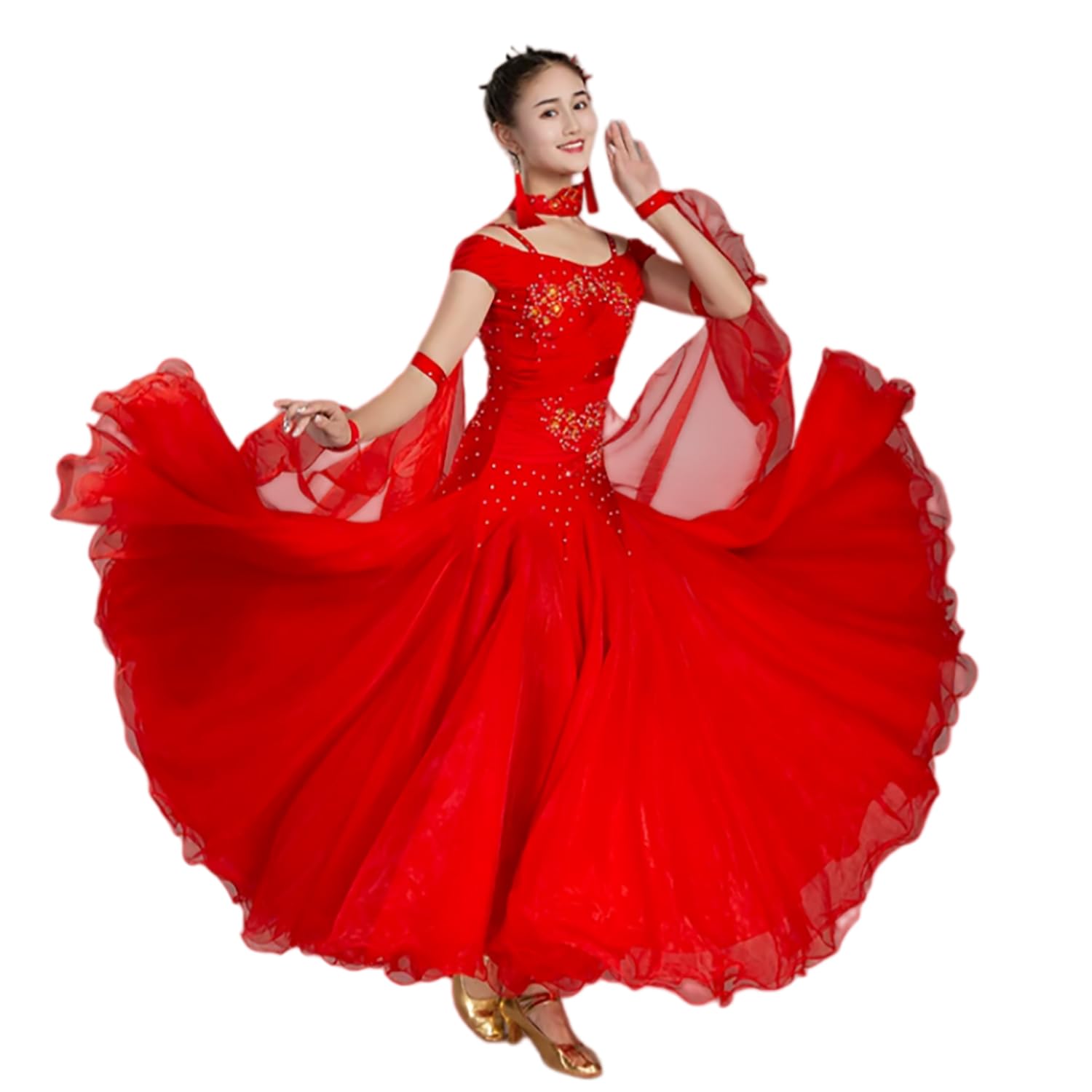 Robe de danse moderne foxtrot costume compétition manches courtes - 8