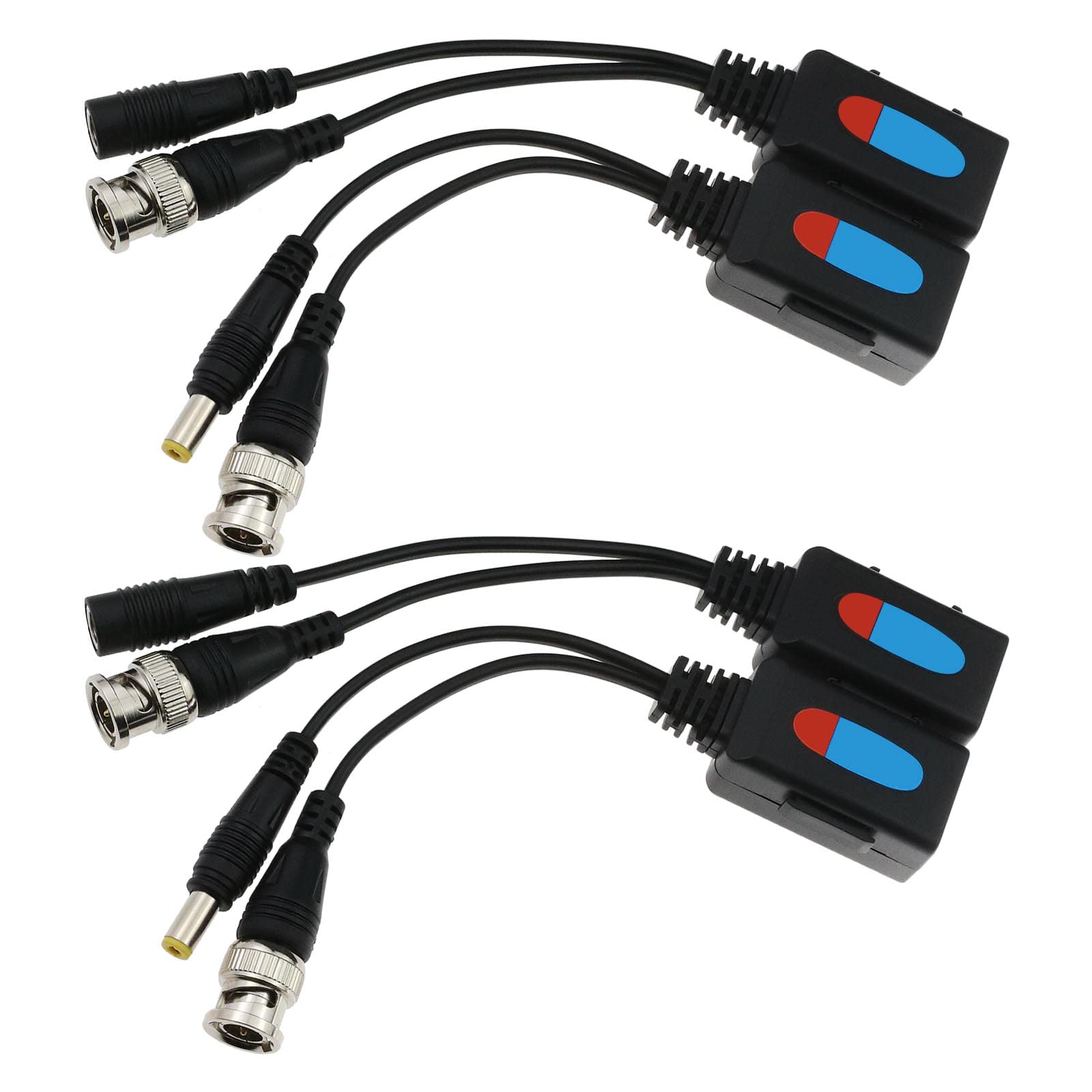 VGOL 4Pcs Passive Video Balun RJ45 to BNC Transceiver Transmitter 1080P-8MP DC Power Passive Audio Video Balun from Plastic Metal