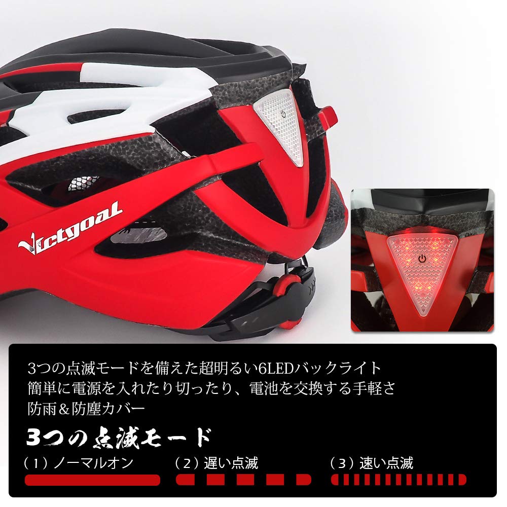 Amazon | VICTGOAL 自転車 ヘルメット 大人用 LEDライト付き
