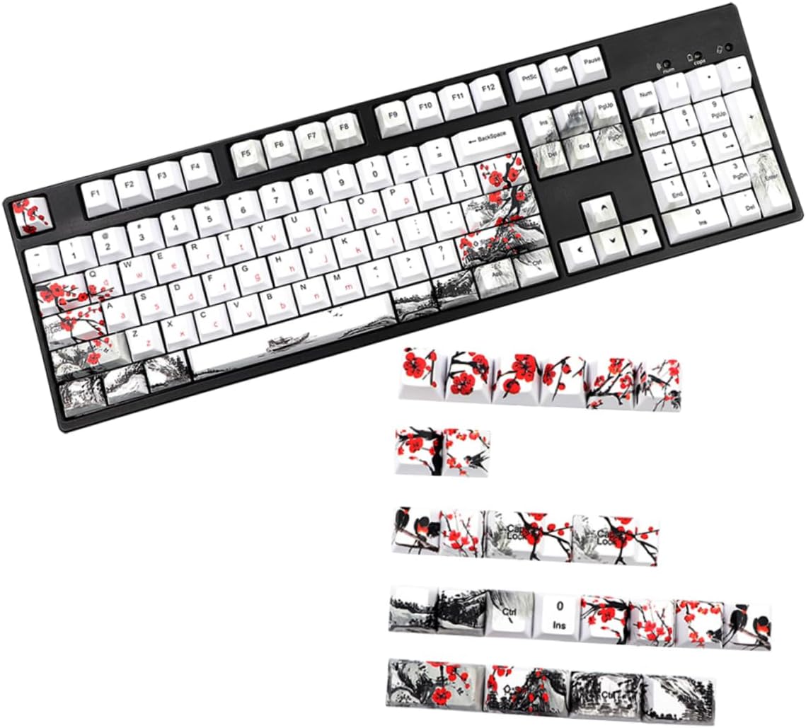 Uonlytech 1set Thermal Sublimation Keycaps Set for Mechanical Keyboards Original Height Smooth Texture Design for and Comfort