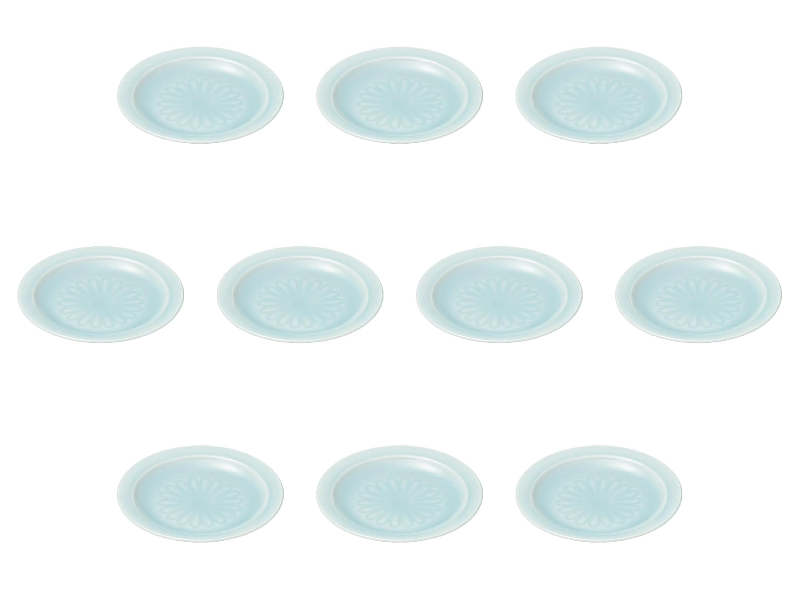 Amazon.co.jp: 10個セット 青白磁菊見込7.0皿 [ 21.9×3.5㎝ ] | 中皿