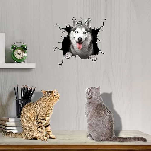 Miniatura 2 de Zpahq Husky - Adhesivo para automóvil divertido vinilo 3D impermeable para perro para pared laptop ventana camión parachoques refrigerador 118 x 118