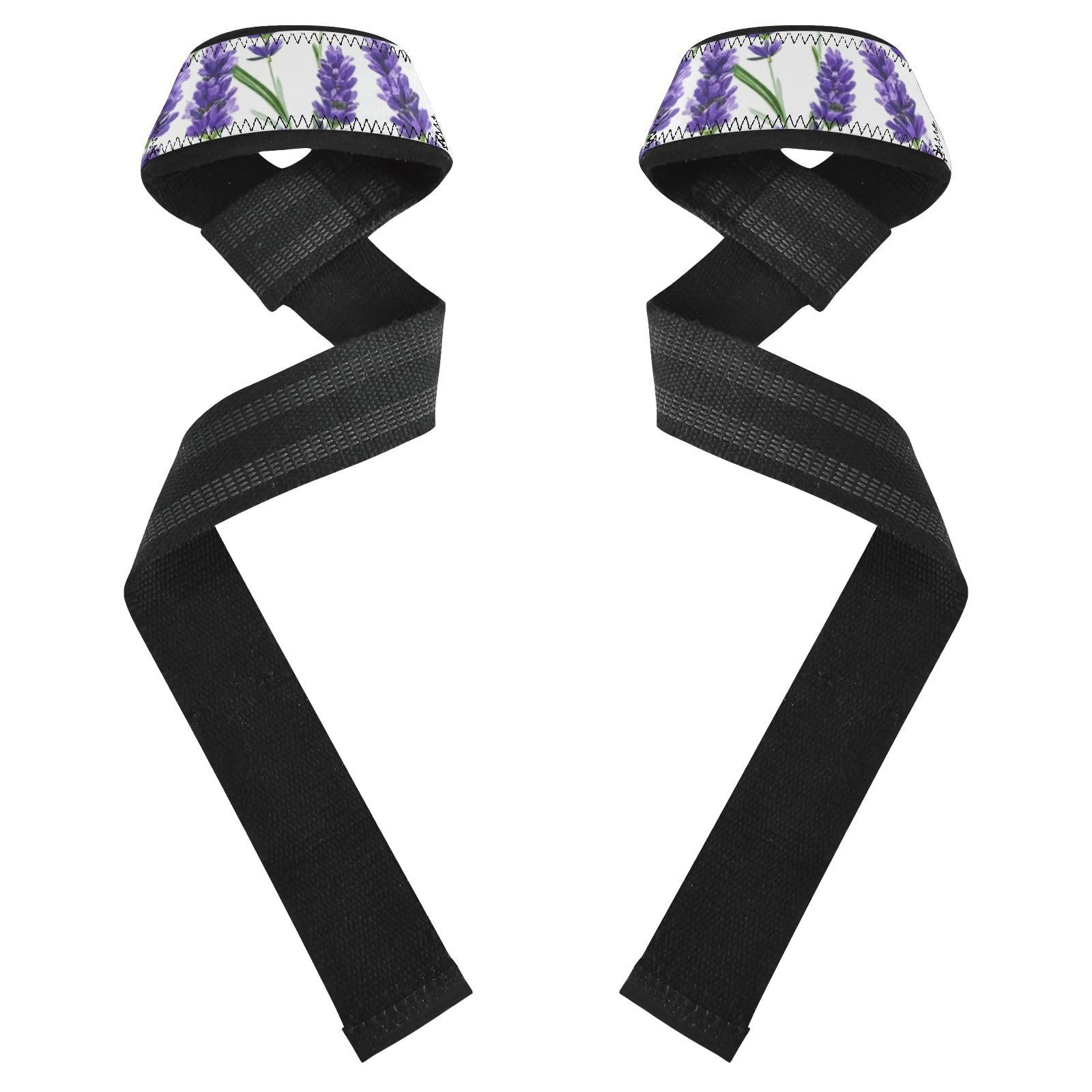 STAYTOP Lavender Flowers Wrist Straps for Weightlifting,Lifting Straps with Neoprene Cushioned Wrist Padded and Anti-Skid Silicone for Strength Training,Bodybuilding,Deadlifting