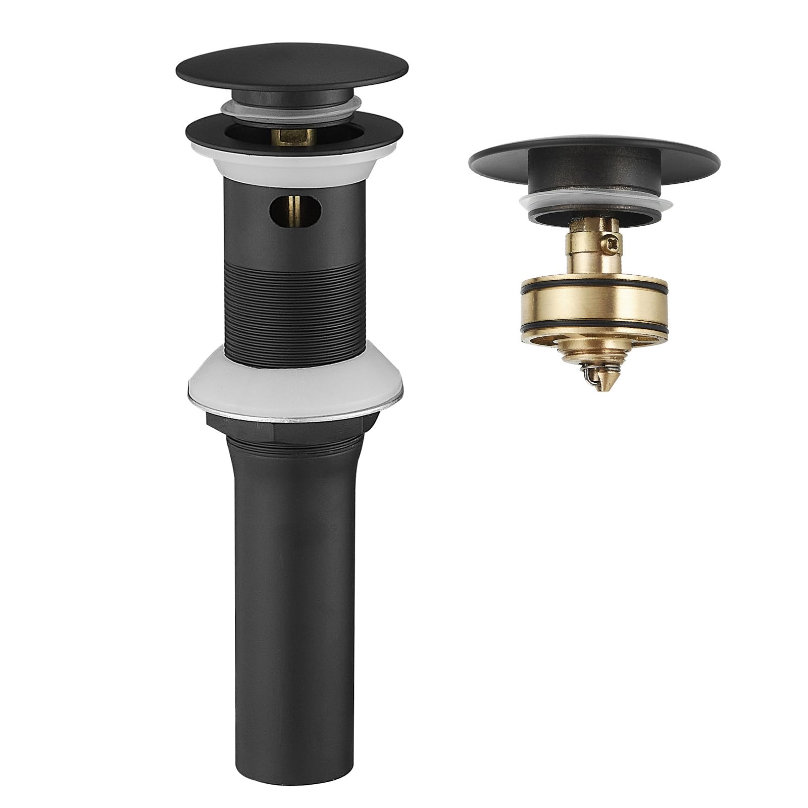 Nfusrxmbk Black Matte One Piece Bathroom Vessel Sink Drain Stopper With Overflowpop Up Drain Assembly With Strainer For Bathroom Vessel Vanity Faucet