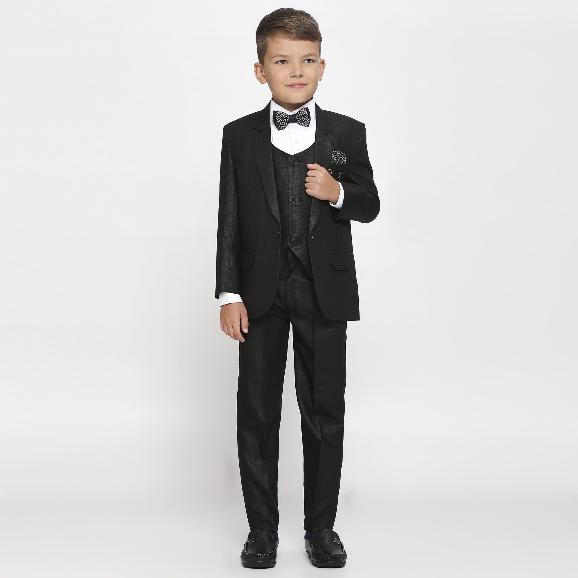 KIDS ISLAND Boys Black 5 Pcs Coat Suit | KI_047_8167_BLK_3 3