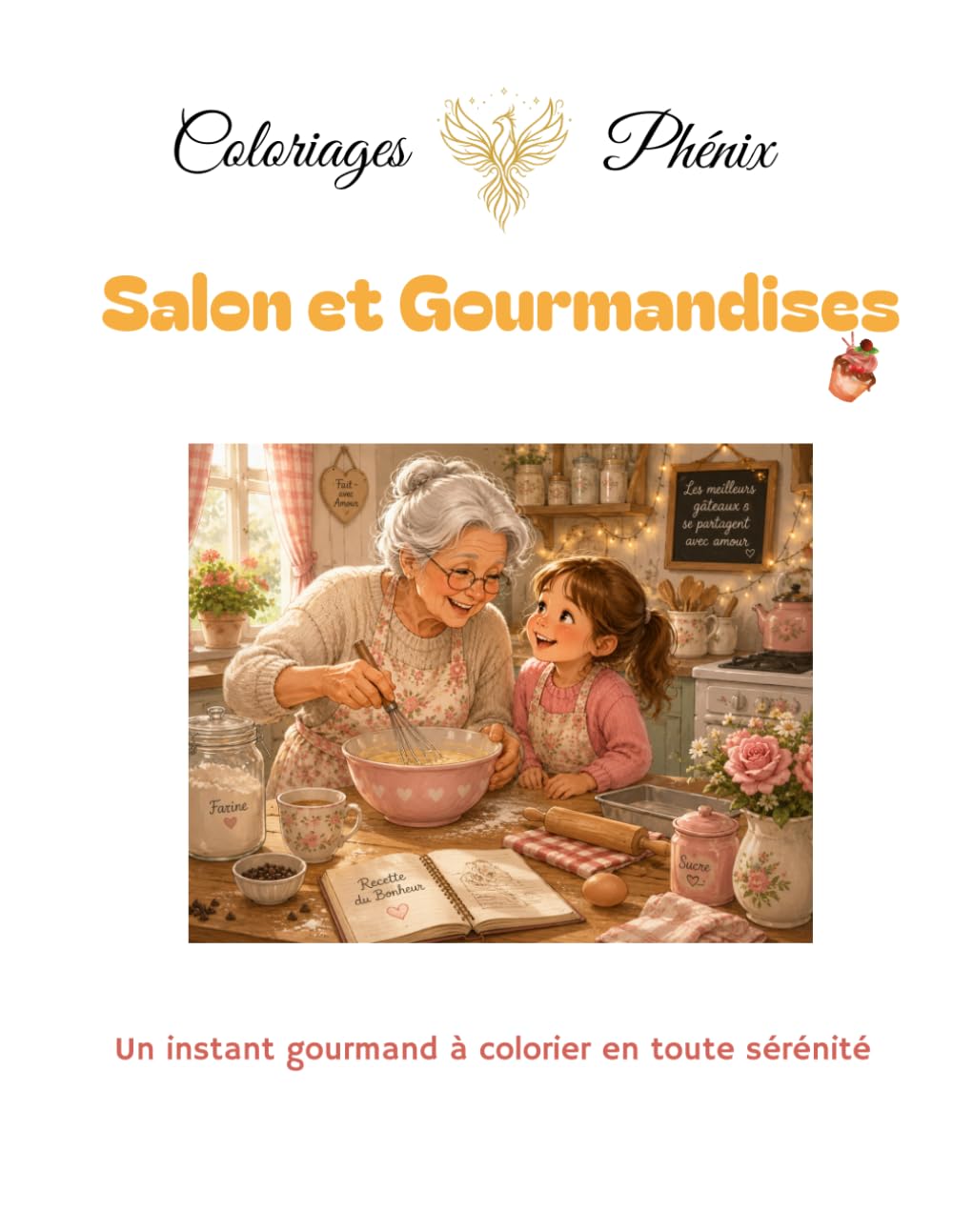 Coloriages thérapeutiques : Salon et Gourmandises: Pour adultes - 25 coloriages gourmands pour la détente et l'art-thérapie créative (Coloriages Phénix)