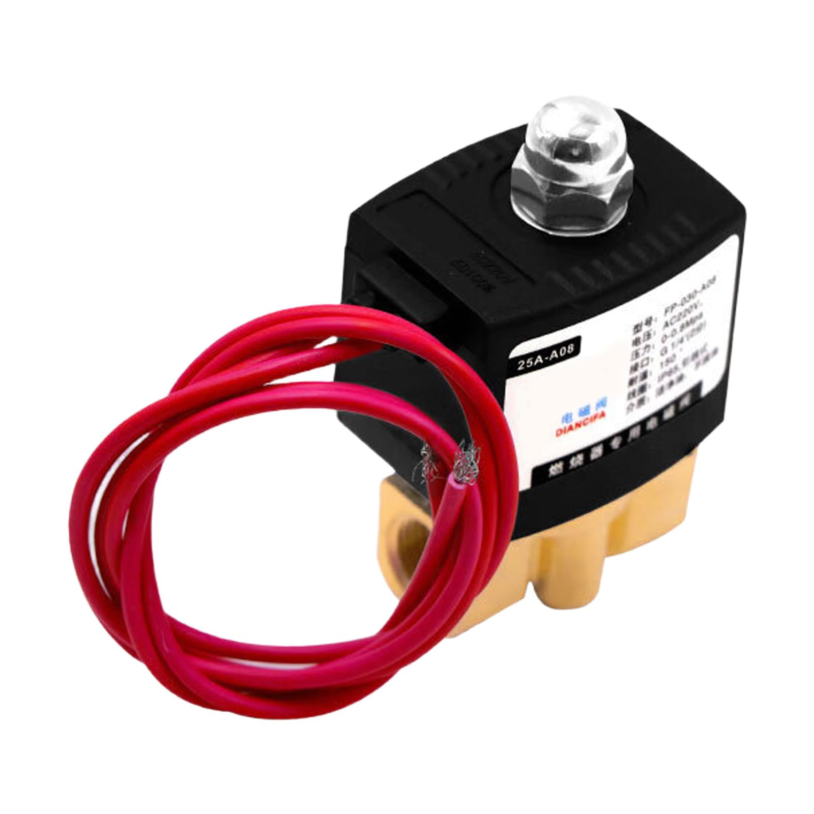 Brass Body Electromagnetic Valves 1 / 4inch Interfaces Vegetable Oil Stove Solenoid Valves with Leaproof Thread Enduring Universals Two Way Solenoid