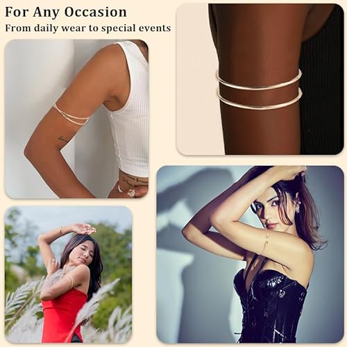 image for NOIMTTY 6 Pcs Gold Arm Cuff Jewelry for Women - Adjustable Minimalist 