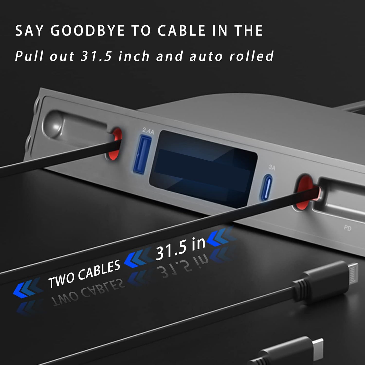 Customized for Tesla Model 3/Y USB Hub, Fast Charger for Tesla Model Y 3 Accessories 2024 2023 2022 2021 Retractable Cable,Multifunctional Tesla Center Console Accessories(Not fit Model 3 2024) — view 5