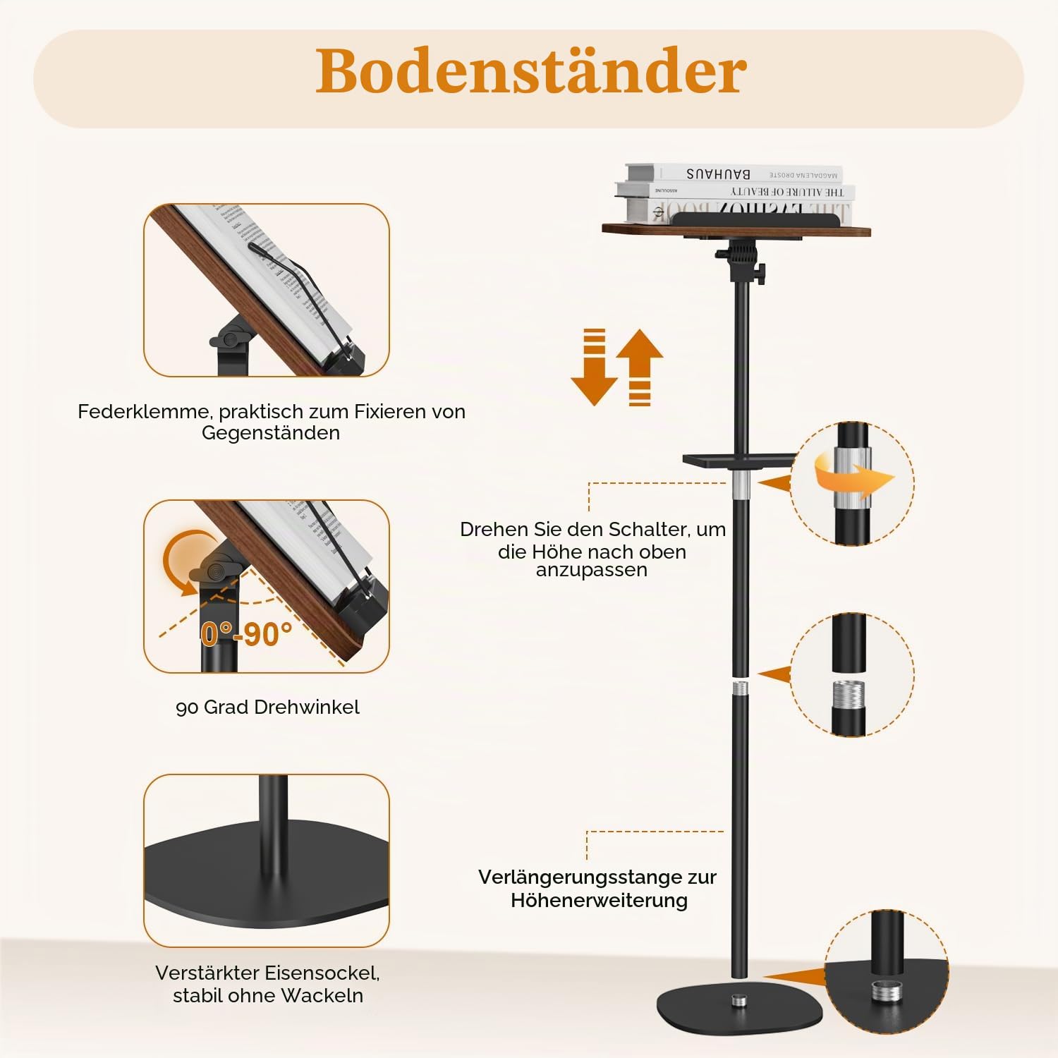 Snughome Rednerpult Podiumständer mit Ablagetablett, höhenverstellbarer Rednerpultständer mobiles Podium, tragbares bodenstehendes Podium Rednerpult für Kirche, Hochzeiten, Klassenzimmer, Rede