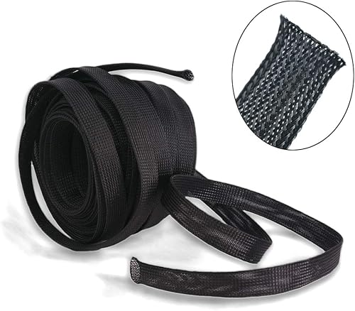 Miniatura 9 de Funda de cable (100 pies x 12 pulgadas), funda trenzada expandible de PET, funda de alambre trenzado para cable negro para audio y video de alta
