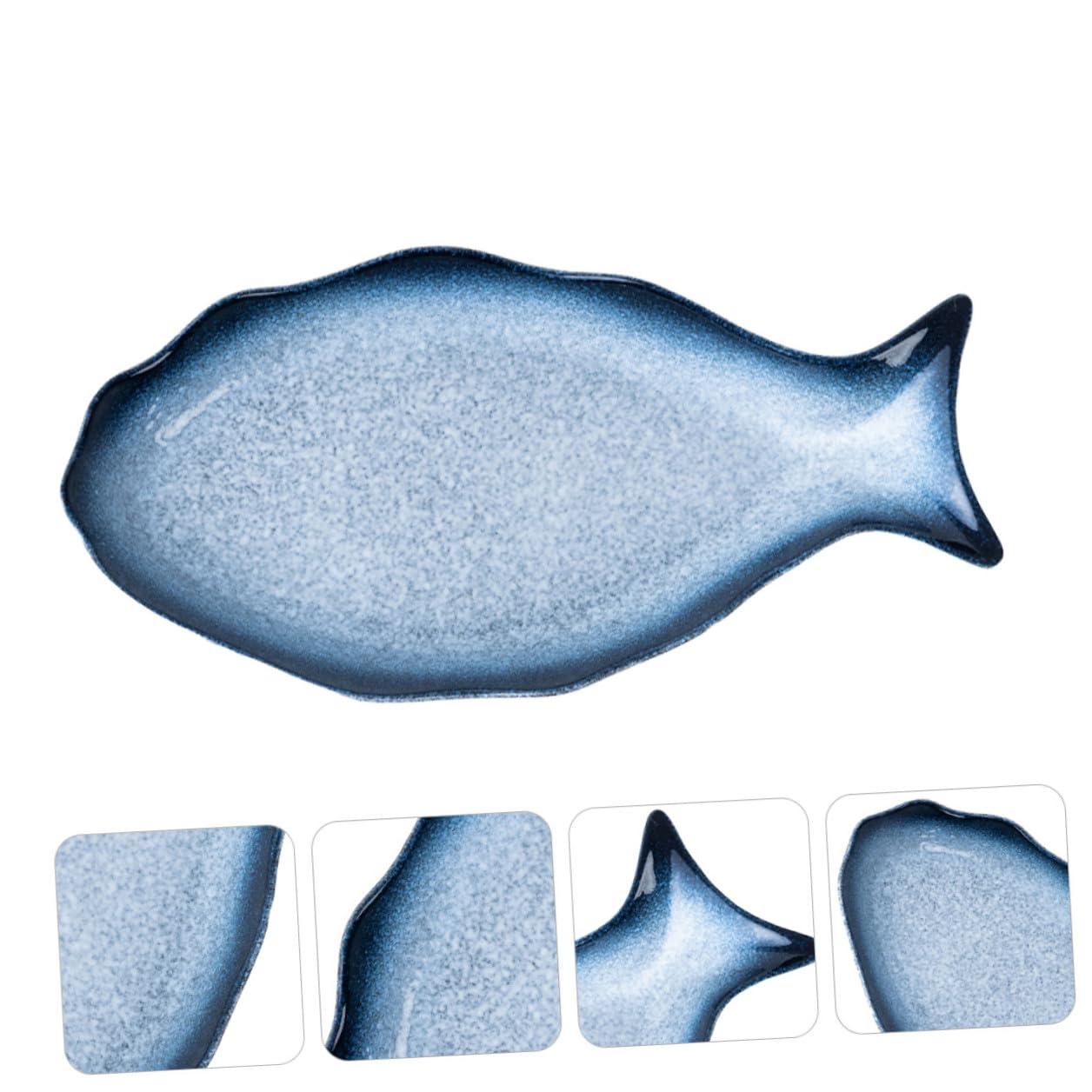 Lurrose Piatto da Portata Forma Pesce 14 Pollici in Ceramica | Piatto per Pesce al Vapore, Servizio per Antipasti e Frutti di Mare, Uso Tavola e Regalo Casa