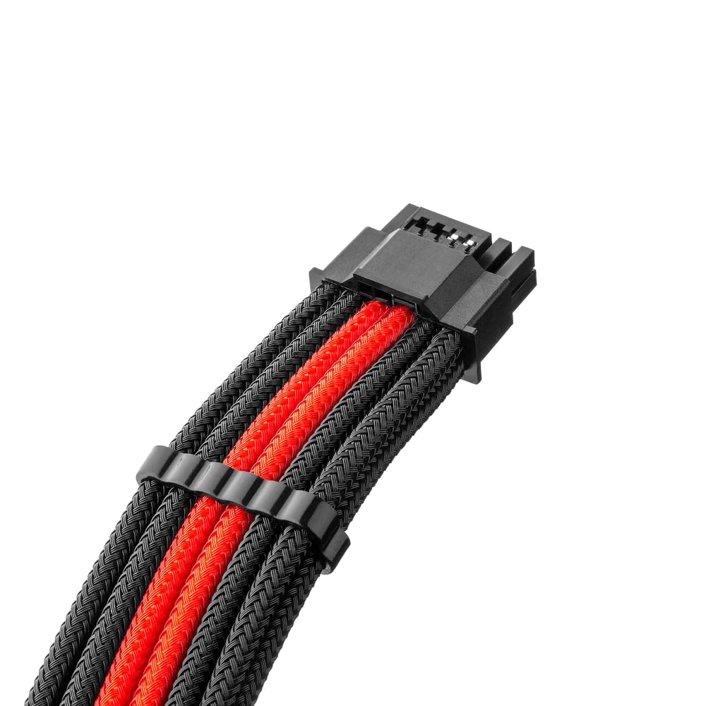CableMod E-Series Pro ModMesh Sleeved 12VHPWR StealthSense PCI-e Cable for EVGA G/G+ / P/P+ / T (Black + Red, 16-pin to Triple 8-pin, 60cm) image 2
